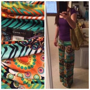 Boho Palazzo Wide Leg Flare FUN Summer Flower Power Pant Pants M 29x32
